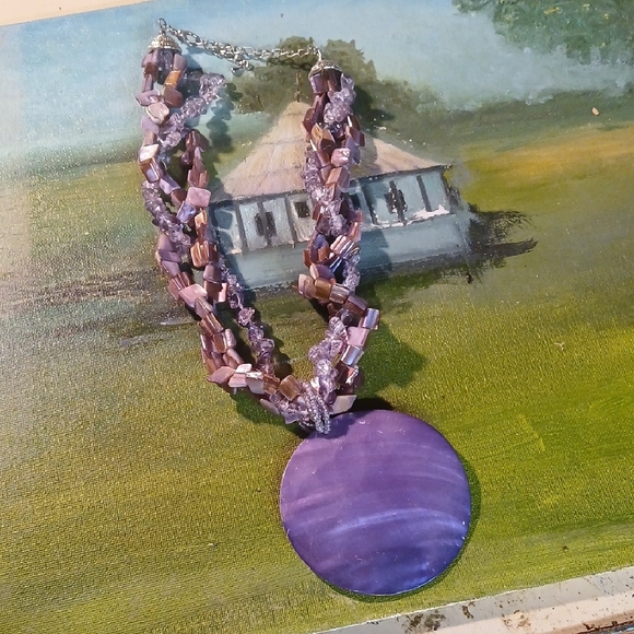 Mother of Pearl Jewelry - Purple Mother Of Pearl Beaded Necklace